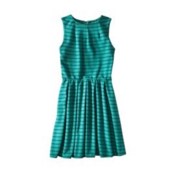Mossimo Supply Co. Dresses & Skirts - Sleeveless Teal Striped Fit and Flare Dress